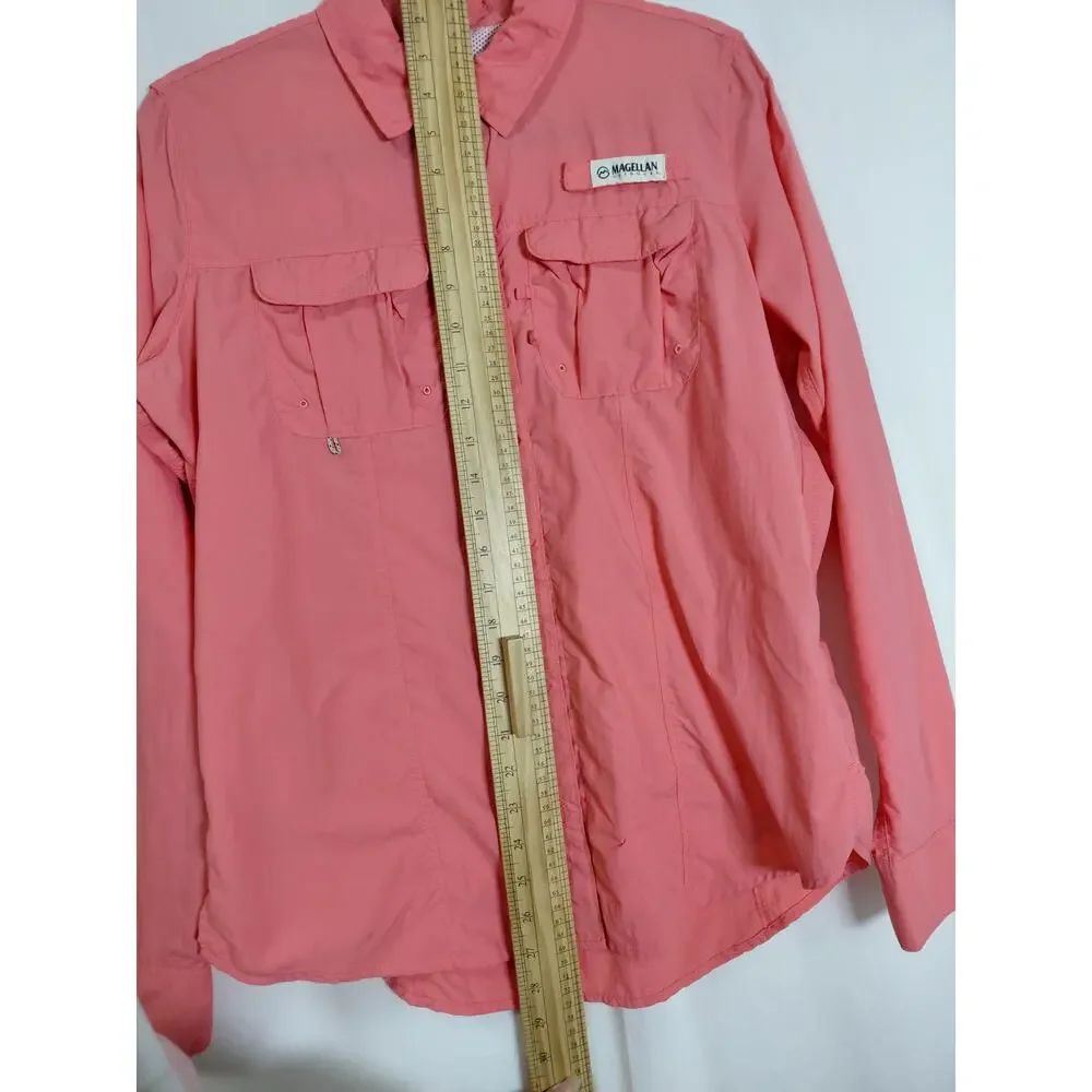 Magellan Outdoors Fish Gear Relaxed Fit Embroidered Button-Up Shirt Men Size M